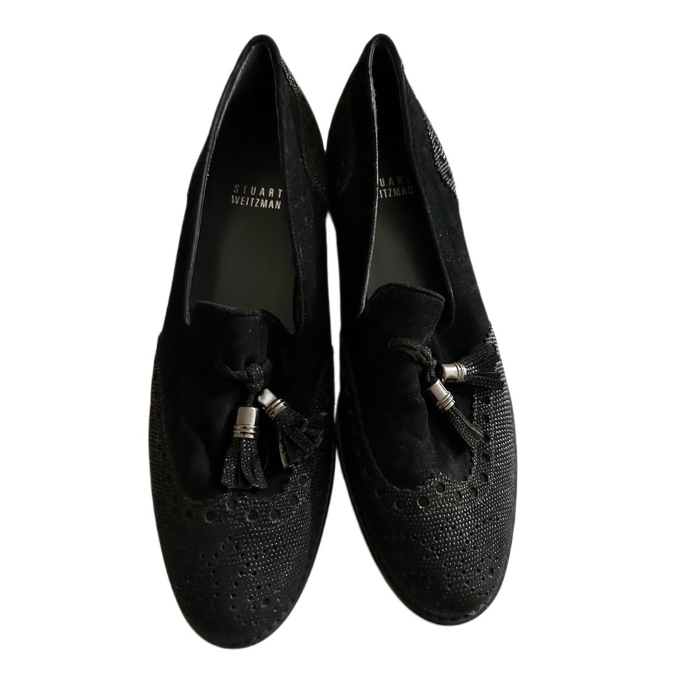 Stuart Weitzman Boything Loafers Black Suede And … - image 1